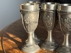 German Victorian Era Pewter Goblet 4 Piece Set Vintage