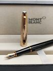 Smooth Montblanc Meisterstuck Black Body   Golden Cap Fountain Pen   Empty Ink