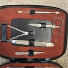 Vintage Manicure Set - 8 Piece 1970 s Griffon Kit Black Leather Case Germany 