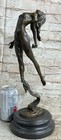 Original Miguel Lopez Tall Nude Lean Woman Bronze Sculpture Marble Base Statue