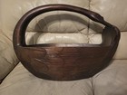 Folk Art Vintage  Hand Carved Wood  Swan Bowl basket Large