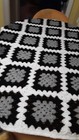 New Hand Crochet  Granny Square Blanket Afghan Throw  41x50 Grays Black White