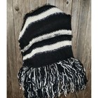 New Afghan Throw Blanket Black White Metallic Soft Hand Knitted Handmade Decor