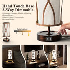 Retro Desk Lamp Dimmable Bedside Table Lamp Touch Control Handwoven Desk Light