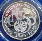 France 5 Francs Silver Proof 1995 United Nations 50th Anniversary Km 1118 900ag