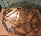 Mcm Eight Sided Leaded Clear Glass W brass Vintage Light Shade - Art Deco