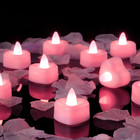 Pink Artificial Rose Petals Set With 12 Heart Led Tea Lights For Wedding