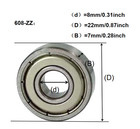 8pcs Nsk 608-zz Double Rubber Sealed Ball Bearings 8x22x7mm