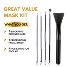 Blackhead Remover Mask Kit  Charcoal Peel Off Facial Mask With Brush And Pimp   
