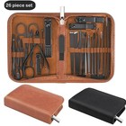 Professional Manicure Pedicure Set Of 26 Stainless Steel Nail Clippers Tool case