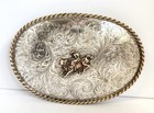 Sterling Diablo Rodeo Bull Rider Belt Buckle 5 25  Wide 175 Grams Vintage Huge