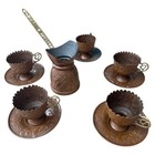 Turkish Vintage Copper Brass Coffee Set Handmade Istanbul