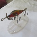 Fishing Lure Heddon-dowagiac 3    Wood Glass Eye L-rig 3 Hook 00 Minnow Red Spots
