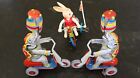 Vintage Toys Schylling Tin Elephant On A Bike  Spinning Globe happy Easter Bunny
