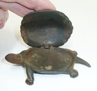 Antique Cast Iron Turtle With Hinged Lid Box   Impressive Detailing