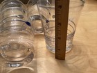 Hand Blown Skyy Vodka Drinking Glasses Set Of 6  Double Band Blue   Silver Grey
