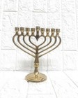 Hanukkah Menorah Jewish Judaica Israel Vintage Brass Chanukah Candle Holder