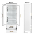 Drawer Storage Cabinet    - White  Mdf  2-drawer  4 Shelves Storage   Glass Door