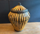Antique Vintage Large Asian Ikebana Bamboo Basket Lidded Woven 22  High X 17 
