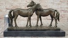 Thoroughbred Two Loving Horses Equestrian Western Art Bronze Marble Statue Sale