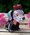 Day Of The Dead Dog With Heart Crown   Flower Handmade Mexican Folk Art Small Sz