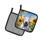 Caroline s Treasures English Bull Terrier In Sunflowers Pair Of Potholders