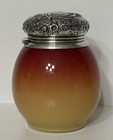 Rare Antique Hobbs Brockunier Wheeling Peachblow Coral Tea Caddy Sterling Top