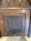 Antique Victorian Carved Oak Coal Scuttle With Brass Handle   Rose Motif