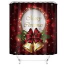 Merry Christmas Shower Curtain Bathroom Rug Set Bath Mat Toilet Lid Cover