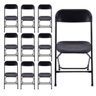 10 Pack Plastic Commercial Folding Chairs Stackable Picnic Party Black Home