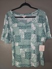 Lc Lauren Conrad Green Patchwork Floral Bubble Sleeve Tee Top Xxl