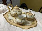 Jean Pouyat Limoges Hand Painted Yellow Rose Tea Pot 6 Pc Set
