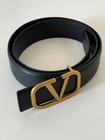 Valentino Garavani  Women   s Black Belt With Signature V Buckle 44      110cm