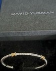 David Yurman Helena Bracelet Cuff Sterling Silver W  18k Gold   Diamonds Sz M