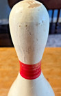 Vintage Wood Bowling Pin 12  Wooden Primitive Craft Decor White With Red Band