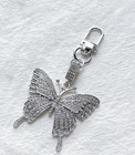 Butterfly      Bag Charm Keychain Silver Tone Rhinestone Charm   Gift Dustbag