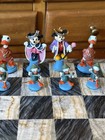 Vintage Walt Disney Pewter Chess Set W box Characters Hand Painted Mickey minnie