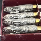 Set Of 4 Vintage Arthur Court Bunny Rabbit Pewter 5    Spreader Knife In Box