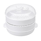 2 Tier Microwave Vegetable Steamer Fish Cooker Bpa Free Vented Lid 4 Piece White