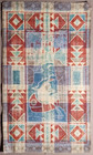 Native American Paddling Canoe Design Tobacco Felt B12-2 Plaid Back 6x9 B4-68