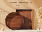 Dofira Acacia Wood Serving Tray Metal Handles 17x13in Food Drinks Tray For