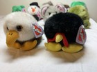 Puffkins Vintage Lot Of 9 Plush With Tags 90s Bears Animals Turkey Snowman Eagle