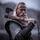 Axe Hatchet Bearded Axe Ragnar Engraved Handle With Leather Sheath  18 Inches
