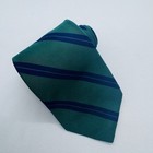 Lauren Rl Silk Tie Men Green Navy Striped Repp 59 lx3 75 w Hand Made Usa