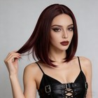 Women Burgundy Ombre Straight Bob Wigs Middle Part Silky Synthetic Full Wig
