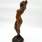 Vintage Bronze Female Figurative Fine Art Statue Signed    horvath    Marble Plinth