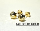 Solid 14k Gold 6mm Round Cz Vvs Cut Stud Ball Dainty Earring Basket For Women s