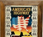 Vintage 1995 Route 66 Americas Highway Metal Classic Hot Rod Sign W  Wood Frame