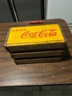 Vintage Red Yellow Coca Cola 6 Pack Wood Carrier Wings Handle 1940s