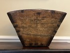 Antique Chinese Wood Rice Bucket Basket Iron Detailing Large
